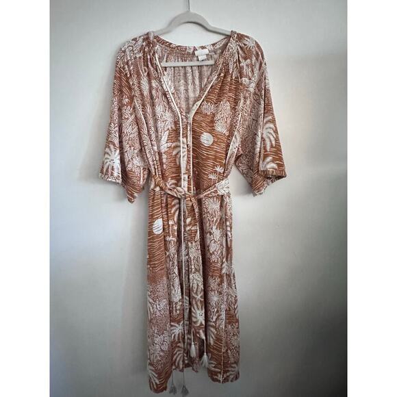 Desmond & Dempsey X H&m Women’s Landscape Kaftan Midi Dress Size Large - Picture 5 of 13